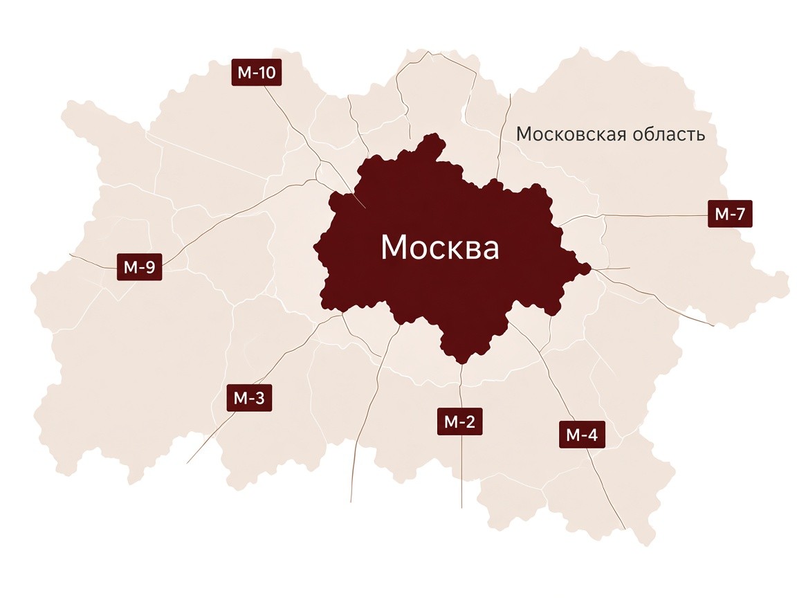 Карта зоны доставки: Москва и Московская область